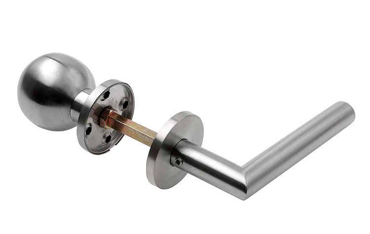 Rozetové kování klika tvar L -koule na kulatých rozetách levé AHW500 - ASSA ABLOY