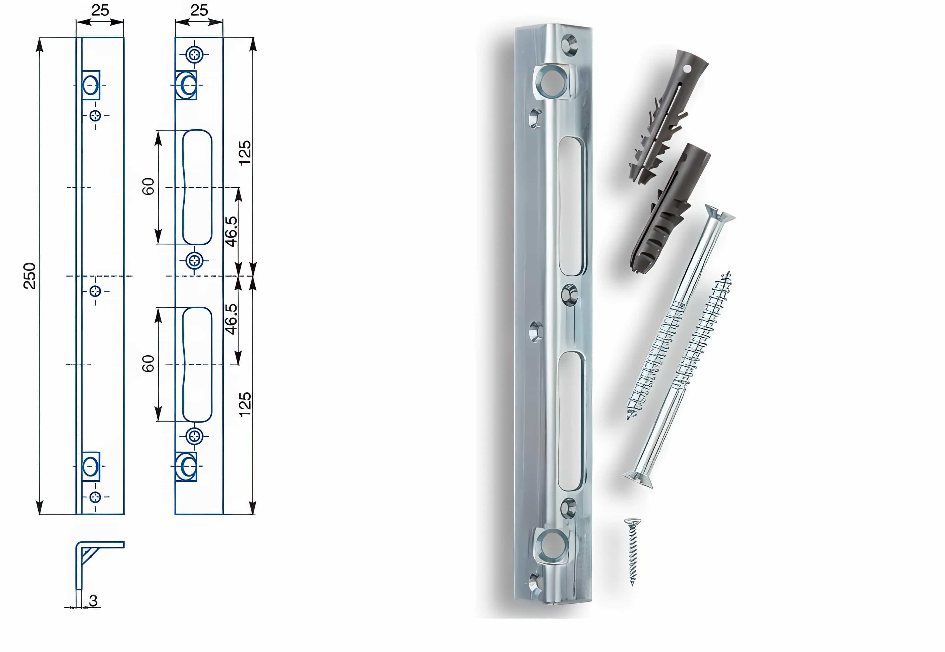 Zámečnický produkt Zapadací plech bezpečnostní, univerzální, úhlový K194 - HOBES
