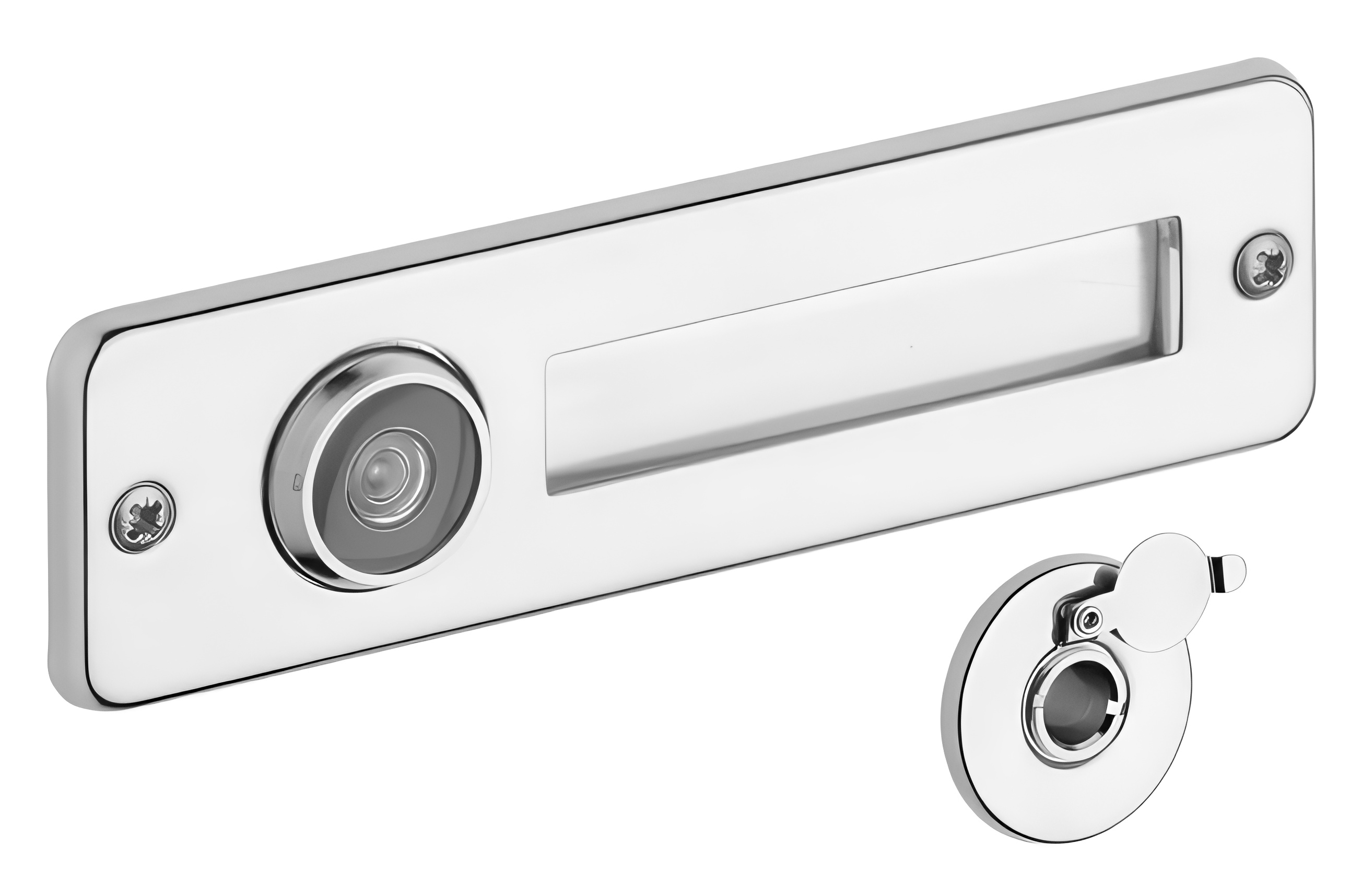 Zámečnický produkt Průhledítko se jmenovkou hranaté Rostex nerez mat