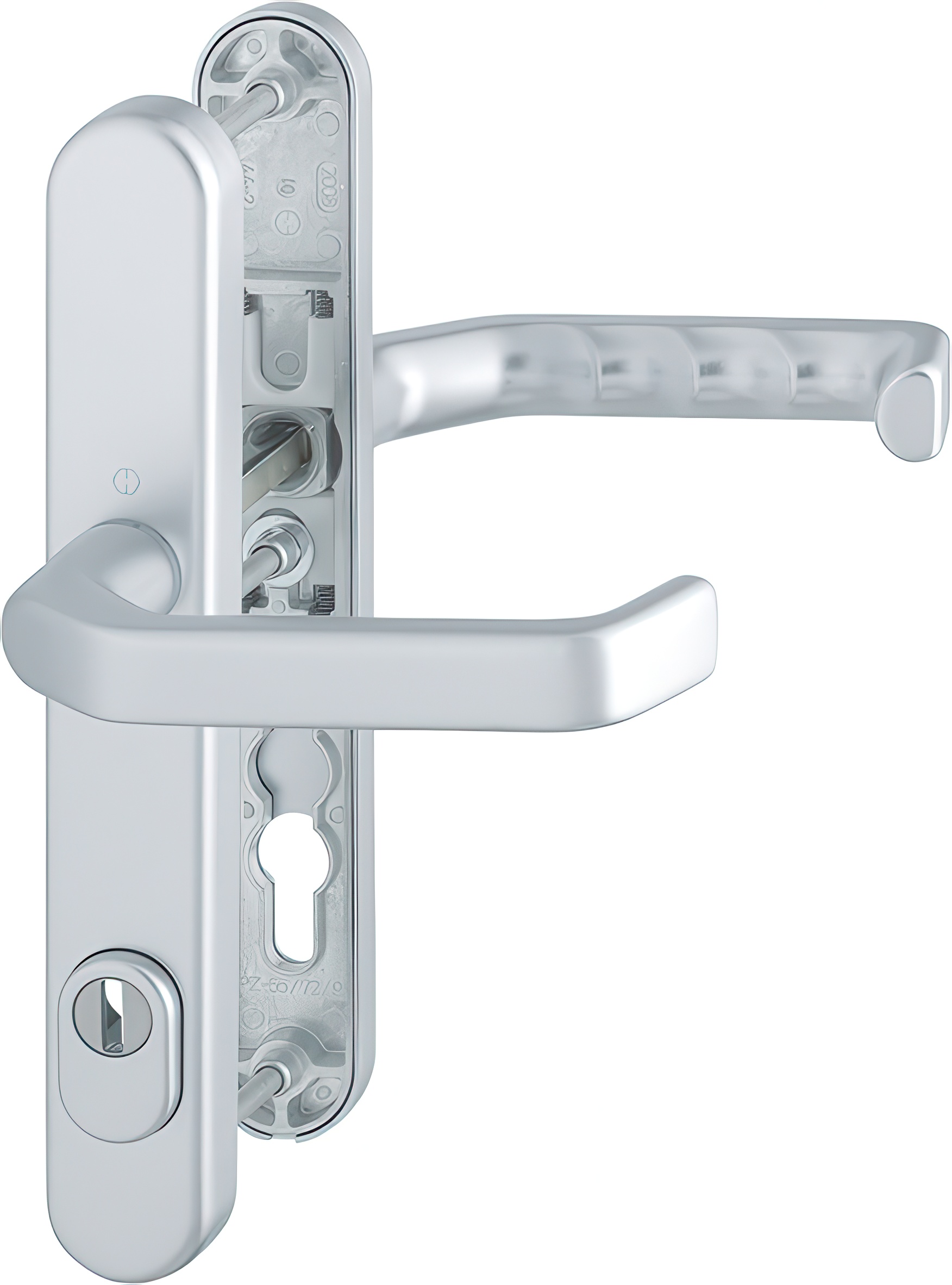 Bezpečnostní kování HOPPE LIVERPOOL Klika-Klika stříbrný matný hliník s překrytím vložky