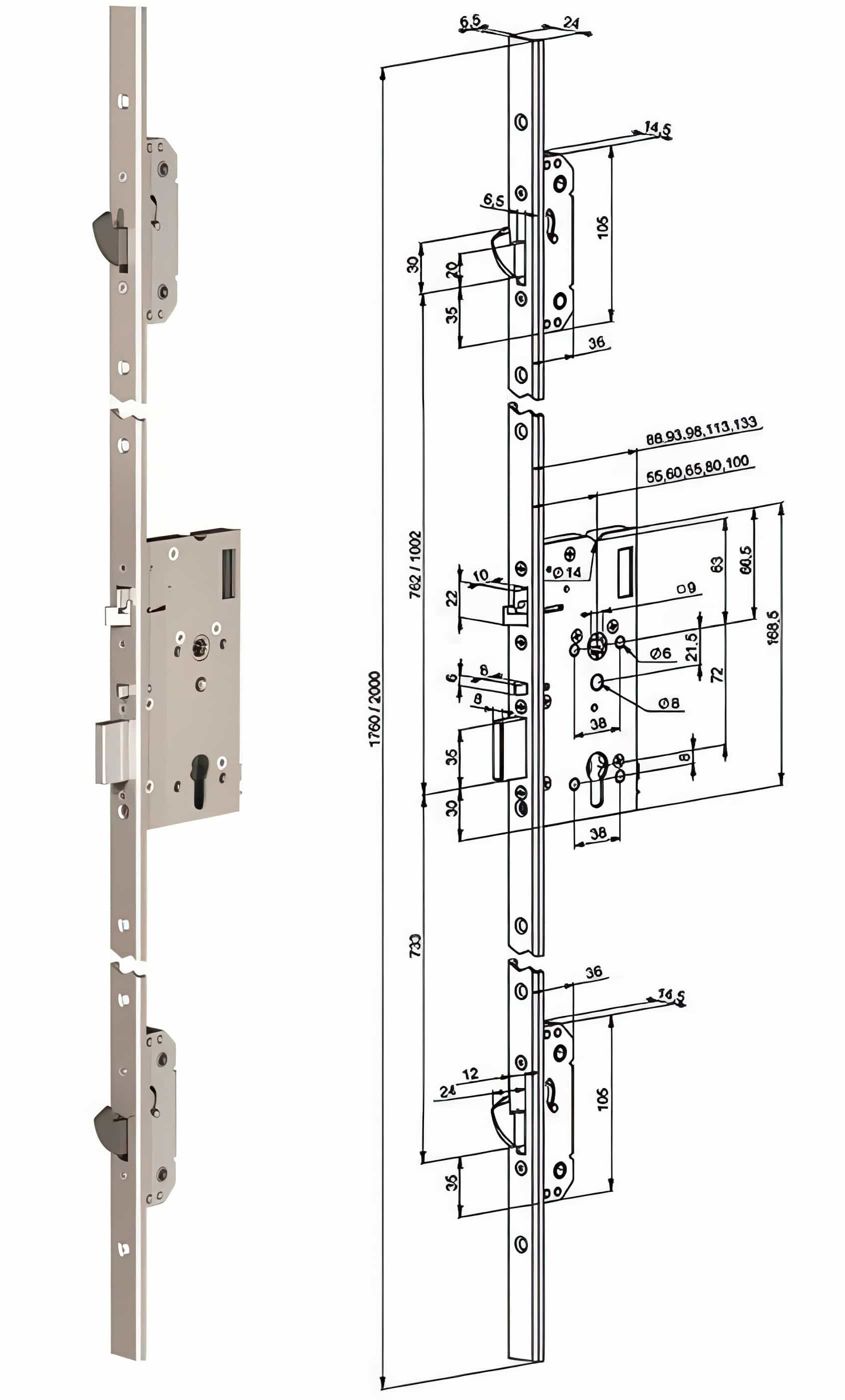 Zámečnický produkt Samozamykací zámek elektromechanický EL566/60/24/1760 El. Multi - ASSA ABLOY